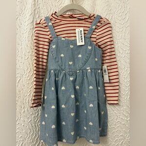 Old Navy Blue Heart Dress with Red Striped Top 18-24 months NWT